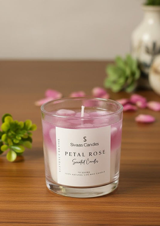 Pink Heart Petal Rose Candle