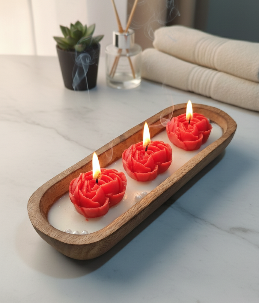 Siyaas Rose Delight – Luxury Floral Candle for Home Decor