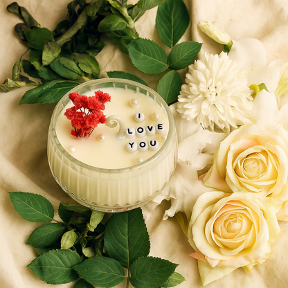 Siyaas "I Love You" Romantic Scented Candle – 200ml | Floral Musk | Handcrafted Luxury