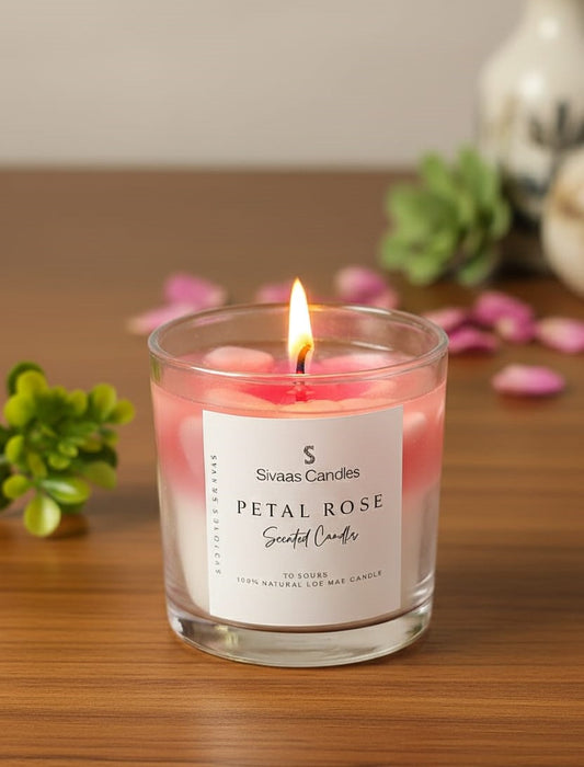 Pink Heart Petal Rose Candle