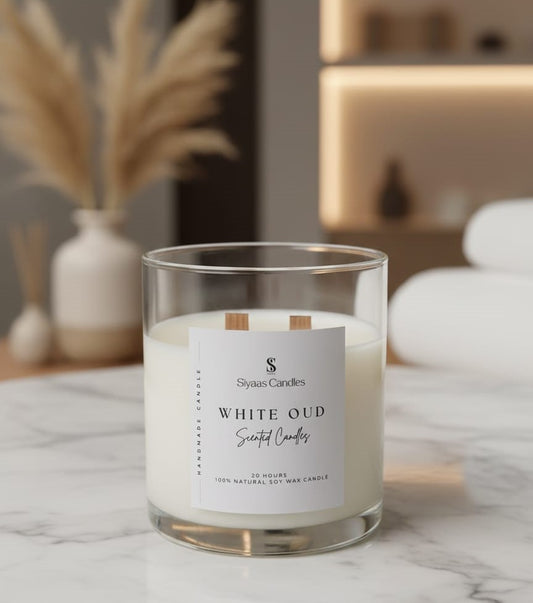 White Oud by Siyaas – Elegant Wooden Wick Candle